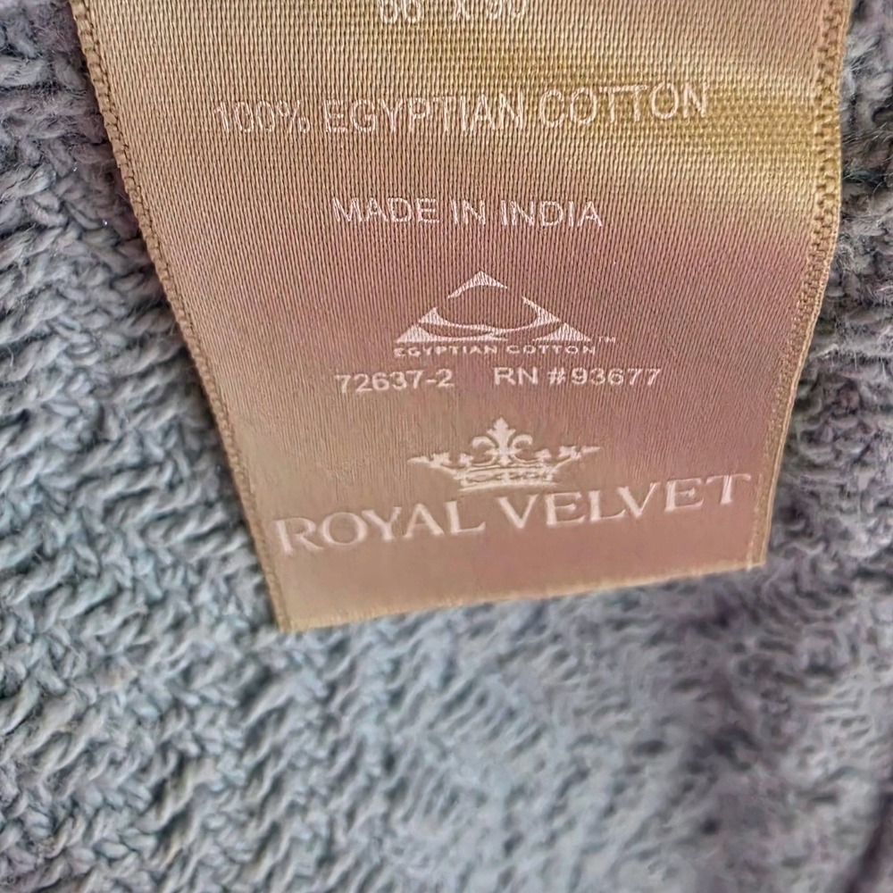 Royal Velvet Blue/Grey Egyptian Cotton Herringbone Chevron Knit Blanket 72637-2